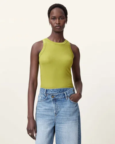 Allsaints Rina Crew Neck Sleeveless Tank Top In Unity Green