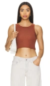 Allsaints Rina Rib Crop Tank In Brunette Brown