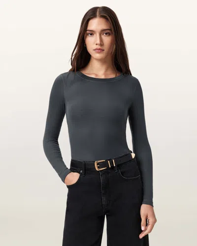 Allsaints Rina Long Sleeve Crew Neck T-shirt In Gray