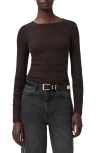 Allsaints Rina Long Sleeve Crew Neck T-shirt In Brown
