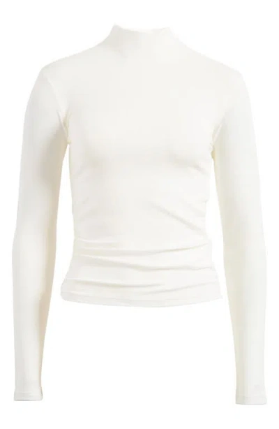 Allsaints Rina Mock Neck Long Sleeve Rib Top In Ivory White