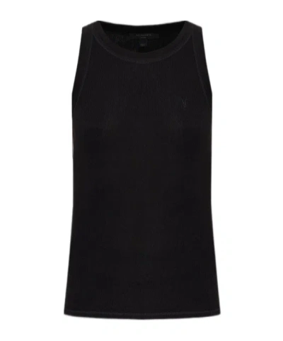 Allsaints Rina Ribbed Tank T-shirt In Black