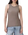 Allsaints Womens Rina Round-neck Sleeveless Stretch-woven Tank Pine Bark Brow In Gray
