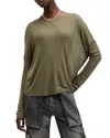 Allsaints Rita Francesco Semi Sheer Oversized Fit Tee In Tarmac Green