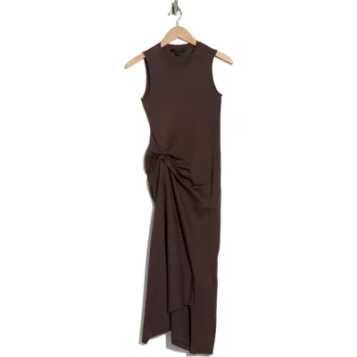 Allsaints Rivi Draped Midi Dress In Brown