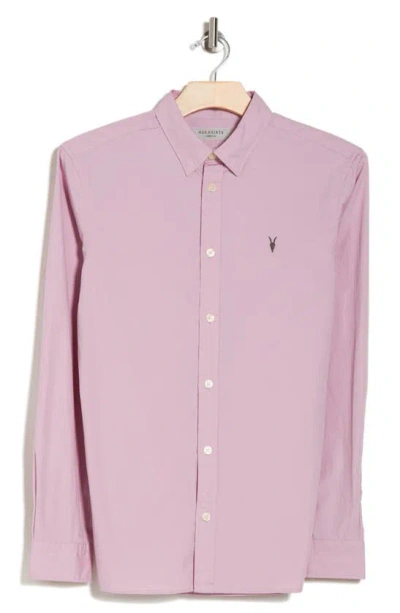 Allsaints Riviera Long Sleeve Shirt In Faded Mauve Pink
