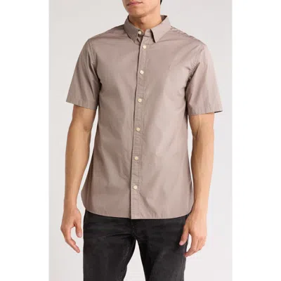 Allsaints Riviera Short Sleeve Button-up Shirt In Chestnut Brown