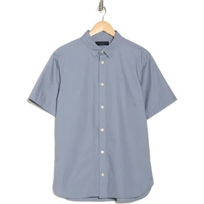 Allsaints Riviera Short Sleeve Button-up Shirt In Dusty Blue