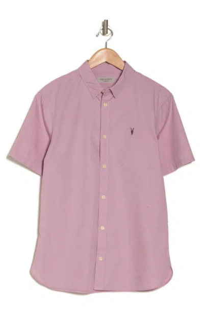 Allsaints Riviera Short Sleeve Button-up Shirt In Pink
