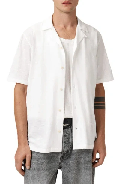 Allsaints Robson Knit Cotton Camp Shirt In White