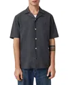 Allsaints Robson Relaxed Fit Short Sleeve Camp Shirt In Gray