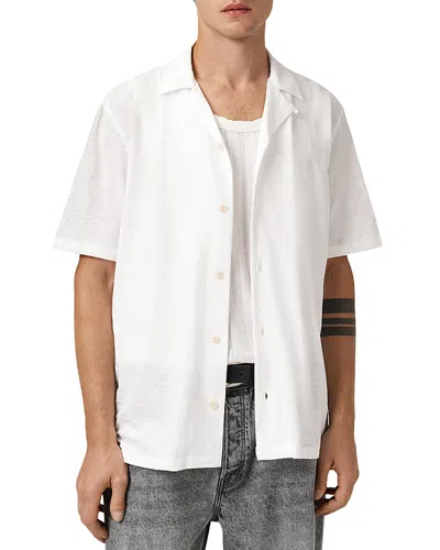 Allsaints Robson Relaxed Fit Short Sleeve Camp Shirt In White