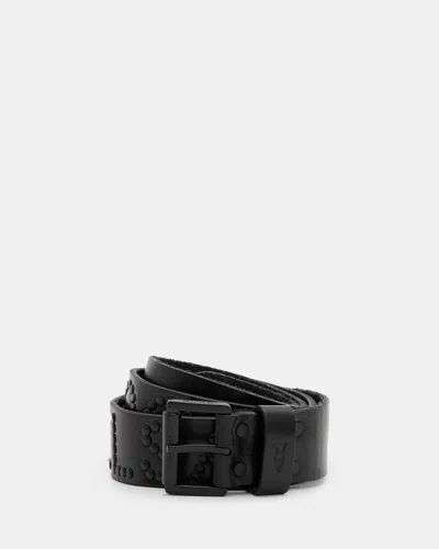 Allsaints Rock Studded Leather Belt In Black/matte Black