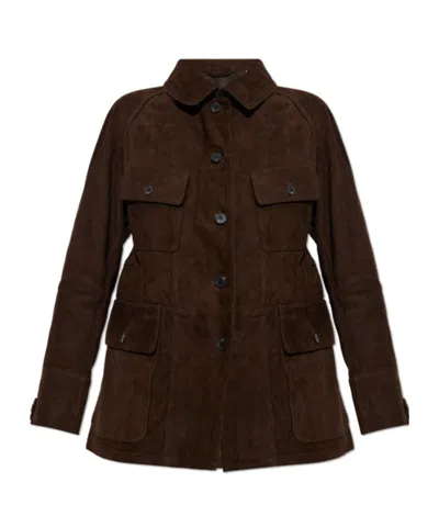 Allsaints Roiya Buttoned Leather Jacket In Multi