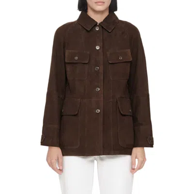 Allsaints Roiya Suede Jacket In Fango Brown