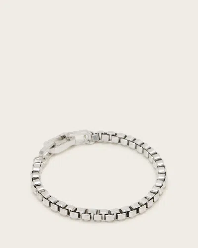 Allsaints Roman Box Chain Carabiner Bracelet In Warm Silver