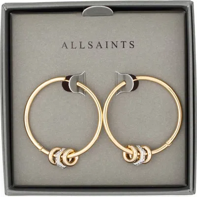 Allsaints Rondel Hoop Earrings In Shiny Two Tone