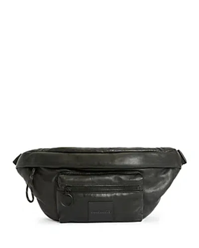 Allsaints Ronin Leather Bum Bag In Black