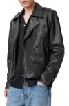 Allsaints Warner Leather Biker Jacket In Black