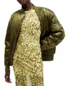 Allsaints Roomer Asymmetric Zip Up Bomber Jacket In Khaki Green