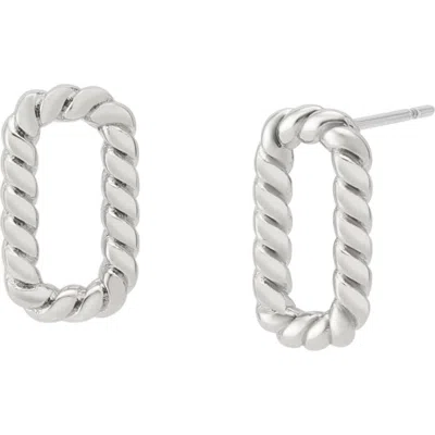 Allsaints Rope Hex Stud Earrings In Rhodium