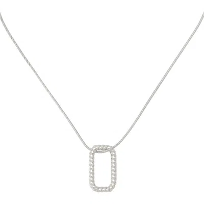 Allsaints Rope Hexagonal Pendant Necklace In Rhodium