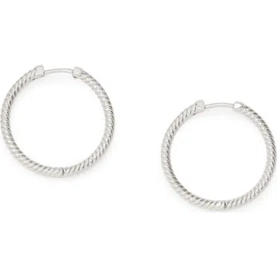 Allsaints Rope Hoop Earrings In Rhodium