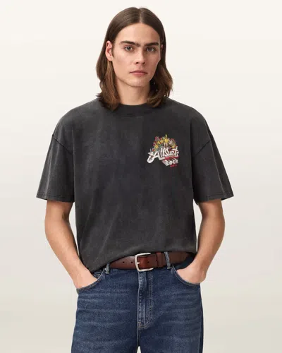 Allsaints Roque Short Sleeve Oversized Crew Neck T-shirt In Black
