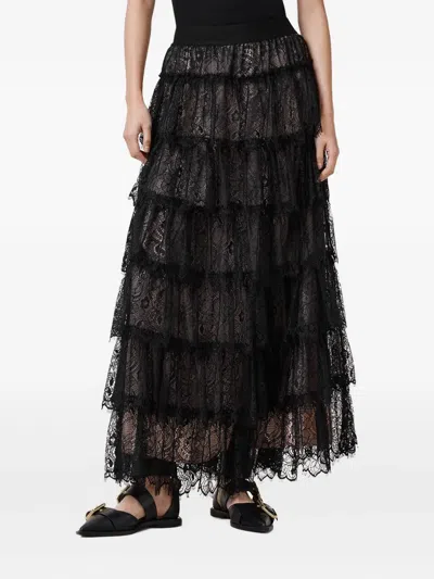 Allsaints Rory Tiered Lace Maxi Skirt