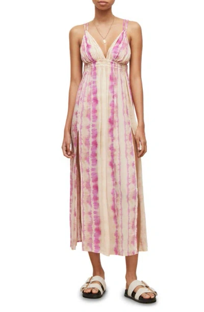 Allsaints Rosa Marea Tie Dye Midi Dress In Pink