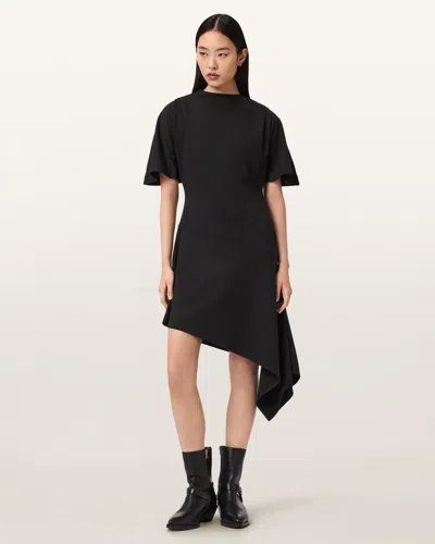 Allsaints Rosa Asymmetric Minidress In Black