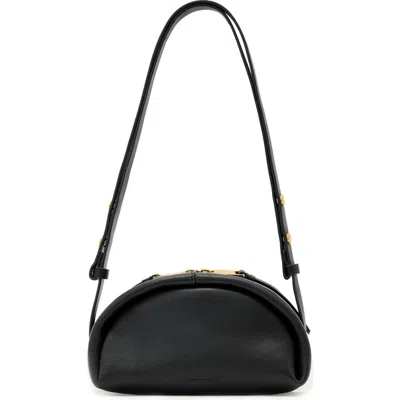 Allsaints Leather Rosalie Arc Leather Crossbody Bag In Black