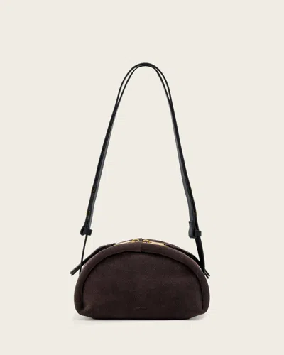Allsaints Rosalie Arc Leather Crossbody Bag In Brown