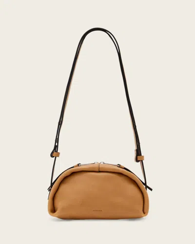 Allsaints Rosalie Arc Leather Crossbody Bag In Brown