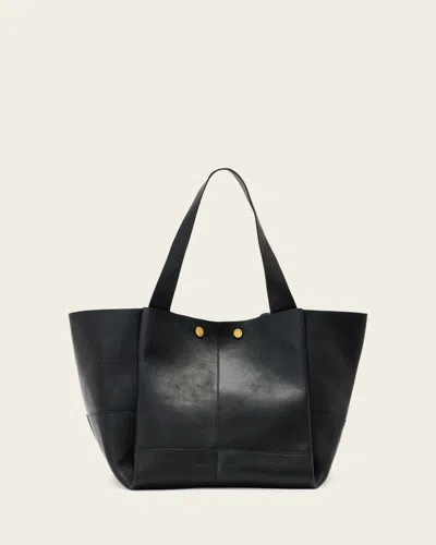 Allsaints Rosalie Large Leather Tote Bag In Black