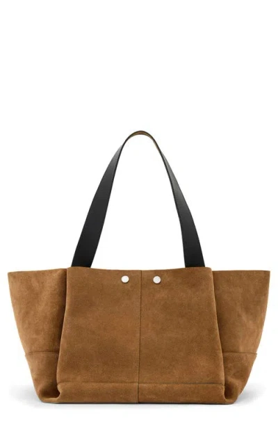 Allsaints Rosalie Suede Tote In Warm Olive Brown