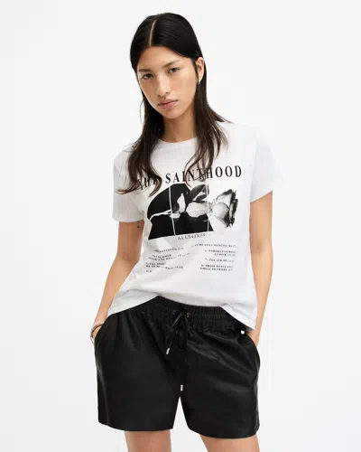 Allsaints Rosekis Grace Printed Floral T-shirt In Chalk White
