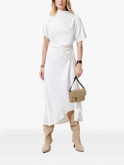 Allsaints Rosie High-neck Ruched Dress In White