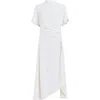 Allsaints Rosie Mock Neck Side Drape Asymmetric Maxi Dress In Chalk White