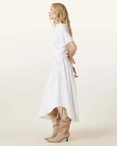 Allsaints Rosie Short Sleeve Midi Dress In Tofu White