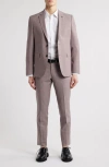 Allsaints Ross Slim Fit Mauve Mélange Wool Blend Suit In Mauve