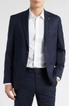 Allsaints Ross Slim Fit Navy Stretch Wool Sport Coat In Navy