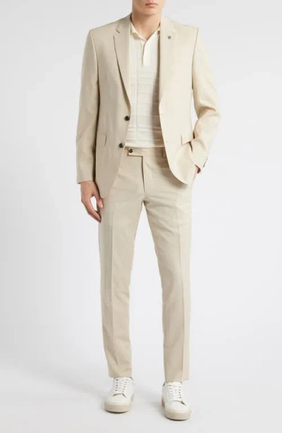 Allsaints Ross Slim Fit Solid Tan Wool Blend Suit In Sand