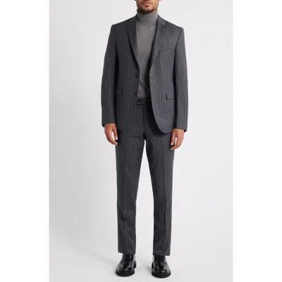 Allsaints Ross Slim Fit Striped Wool Suit In Blue