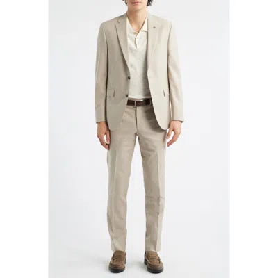 Allsaints Ross Slim Fit Tan Cotton & Wool Blend Suit In Gray