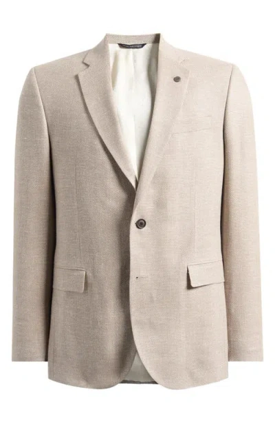 Allsaints Ross Slim Fit Tan Mélange Textured Wool & Linen Sport Coat In Neutral