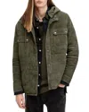 Allsaints Ross Relaxed Fit Suede Overshirt In Neon Green