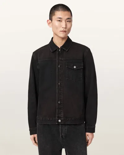 Allsaints Roth Long Sleeve Denim Jacket In Black