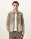 Allsaints Rothwell Washed Cotton Workwear Jacket In Mire Brown