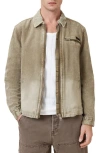Allsaints Rothwell Washed Cotton Workwear Jacket In Mire Brown